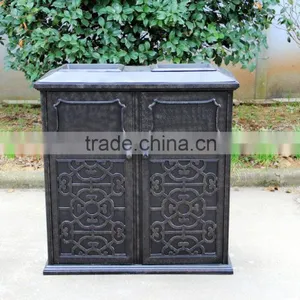 2016 New Design Cast Aluminum Garbage Can Trash Hideaway Large Antique Bronze Finish thumbnail-1