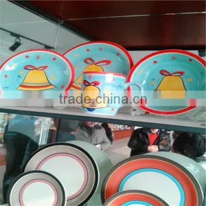 Yellow Edge White Dots Handpainting Stoneware Dinner Set thumbnail-1