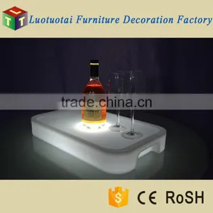Wireless Control RGB Color Changed Battery Operated Wine Tray Stand/plastic Tray for Wine and Food thumbnail-1