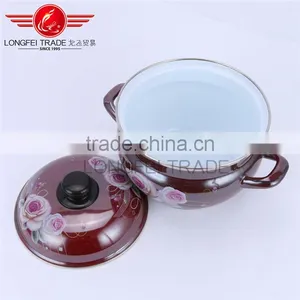 Deep Color Decal 20cm Enamel Drum Shape Cooking Pot / Stockpot/cassrole thumbnail-5
