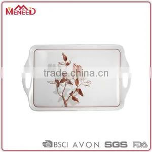 Meal Lunch Food Service Tree Design White Melamine Handle Tray thumbnail-1