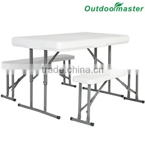 Garden Steel Folding Plastic Portable Picnic Table With Bench thumbnail-1