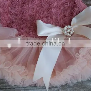 Rose Tutu Dress For 1 Years Old Girl Birthday Baby Girls First Birthday Frocks With Headband 2016 HSD5763 thumbnail-3