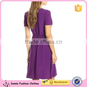 Women's Short Sleeve Bie Waist Ballerina Wrap Dress thumbnail-2
