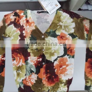 Women's V-neck no Hand Feeling Reactive Printing Cardigan Sweater thumbnail-6