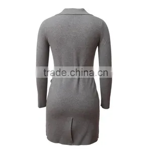 Lapel Collar Belted Long Cardigan Women With Side Pockets, Self-tie Belt, Full Button Closure thumbnail-2
