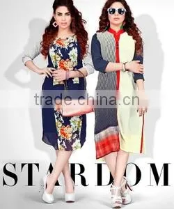 Glamour Faux Georgette Kurtis ( Geo 2 Kurti )/ladies Plain Cotton Kurti/latest Long Kurti Designs thumbnail-1