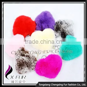 CX-R-46 Lovely Fashion Genuine Rex Rabbit Fur Keychain thumbnail-2