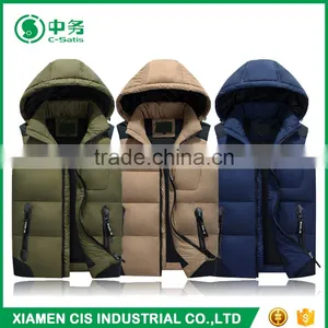 New Product Comfortable Warm Outwear Mens Winter Duck Down Vest With Hood thumbnail-1