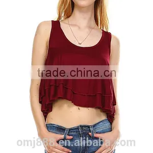 Fashion Ladies Custom Ruffle Crop Top Plain thumbnail-1