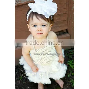 Baby Girls Cream Crochet Tube Top NB-12M thumbnail-1
