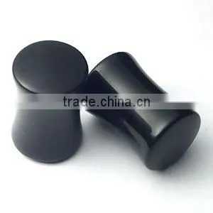 Double Flare Hematite Classic Ear Plug Organic Body Jewelry, Stone Flesh Tunnel/(ear Expander) Body Piercing Jewelry thumbnail-1