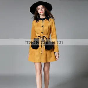 B40993A Korean Style Fashion Women Clothing Long Wool Winter Suede Coat thumbnail-1