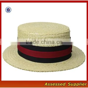 Unisex Economy Paper Straw Sailor Hat Cheap Fashion Boater Hat With Brim Bowknot thumbnail-2
