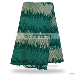 Wholesale Embroidery Water Soluble Chemical Lace African Teal Cupion Guipure Lace Fabric/Guipure Lace With Stone S170307006 thumbnail-5