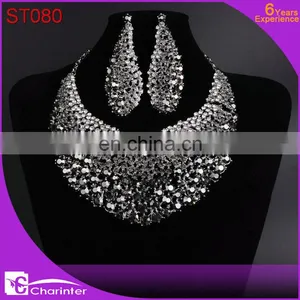 African Fashion Costume Jewelry Crystal Jewelry Sets ST079 thumbnail-2