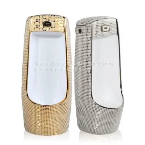 Competitive Price Golden Ceramic Color Bathroom Floor Mounted Luxury Urinal for Male Used thumbnail-1