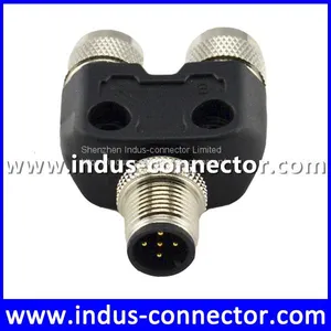 2018 Manufacturer Provide M12 d Code 4 Pin Male and Female t Branch Cable Connector thumbnail-2