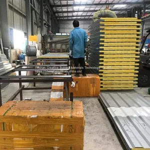 Roof and Wall System Galvanized Metal Sheet Rock Wool Sandwich Panel for Workshop thumbnail-4