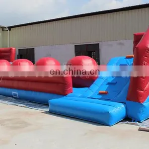 Red Inflatable Big Baller Wipeout Obstacle Course Games Leaps n Bounds Playground Carnival Game Jump Balls thumbnail-2