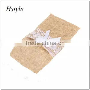 Jute Natural Home Reflections Cutlery Pocket With Lace for Wedding SPT128 thumbnail-4