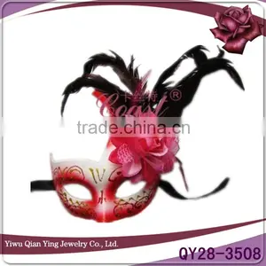 Custom Decorative Craft Venetian Eye Mask With Feather and Flower thumbnail-1