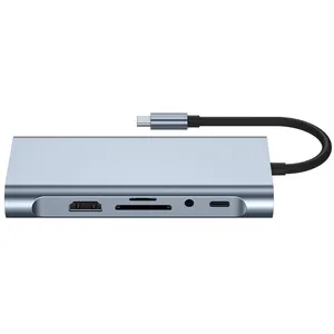 11-in-1 USB C Hub Type C to Multiple HDMI RJ45 VGA USB 3.0 2.0 With Power Supply Adapter Docking Station thumbnail-1