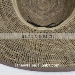 New Design Custom Adjust Raffia Straw Crochet Hat Wholesale thumbnail-5