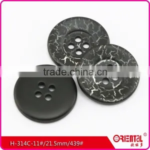 High End 4 Holes Black Plastic Lady's Suit Button With Crack Finish thumbnail-1