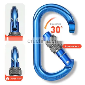JRSGS Wholesale High Strength 25kN Aluminum Alloy O-Shape Screwgate Snap Hook Carabiner Clip for Climbing S7108B thumbnail-5