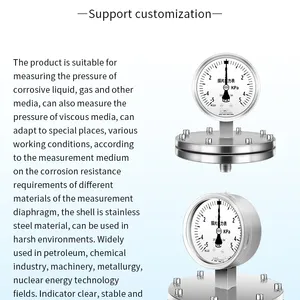 Diaphragm Thread 14*1.5 Stainless Steel 316L Shock, Corrosion and High Temperature Diaphragm Pressure Gauge thumbnail-4