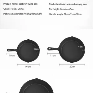 Hot Selling Factory Supply Cast Iron Preseasoned Frying Pan 6/8/10 Inch Seasoned Skillet Fryer Pan With Handle thumbnail-2