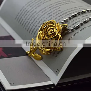 Fashion Jewellery Accessory Artificial Flowers Rose Gold Plated Mother'S Day Pendant thumbnail-3