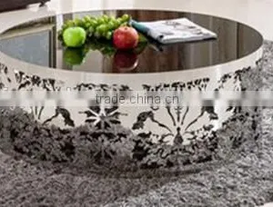 Stainless Steel Round Tea Table Hollow Out Design thumbnail-1