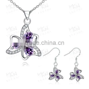 New Jewelry Plated Rhinestone Heart Wedding Necklace Set thumbnail-2