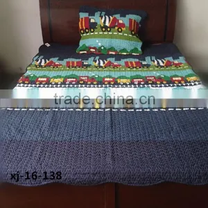 Boys Quilt With Football and Car Print in thumbnail-2