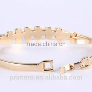 Women's Fashion Alloy Flowers Rhinestone Cuff Bangle Bracelet Jewelry thumbnail-6