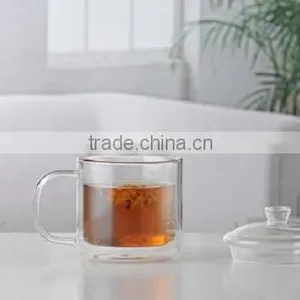 Double Wall Glass Coffee Cup With Glass Lid thumbnail-1