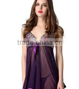 Lace Splicing Dress With G-String thumbnail-4
