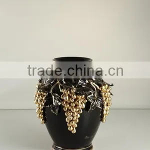 Black Real Gold Grape 16"Antique Vase Flower Art Ceramic Vase for Ceramic Decoration thumbnail-3
