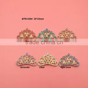 New 35*23mm Gold Plating Pearl Rhinestone Crown Tiara for Flower Center Can Choose Colors(BTN-5394) thumbnail-1