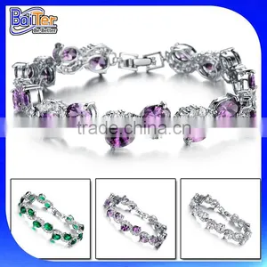 New Color Cubic Zircon Bracelet 925 Sterling Silver Diamond Tennis Bracelet Quality Choice thumbnail-1