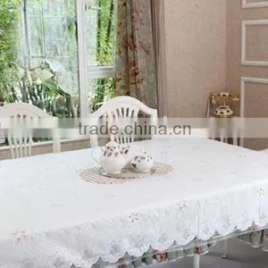 PVC Lace Tablecloths Wholesale Vinyl White Lace Tablecloth thumbnail-1