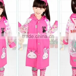 Children Cute Cartoon Animal Print Foldable Raincoat With Backpack Place thumbnail-2