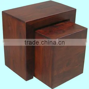 Wooden Cube Nest,sheesham Wood Furniture,mango Wood Furniture,wood Stool Set,ottomans,home Furniture,living Room Furniture thumbnail-1