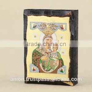 Greek & Russian Orthodox Wooden Icon. Mother God. Hodegetria. Small Size thumbnail-2
