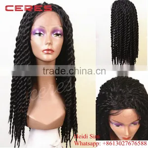 100% Japanese Fiber Havana Mambo Twist Crochet Braids Synthetic Lace Front Wig Wtih Baby Hair thumbnail-1