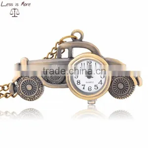 2015 Antique Pocket Watches ,brass Color Car Watch Necklace thumbnail-1