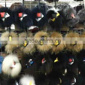 Hot Fashion Raccoon Fur Accessories Monster Fur Keychain Leather Keychain Fur Pompoms thumbnail-6