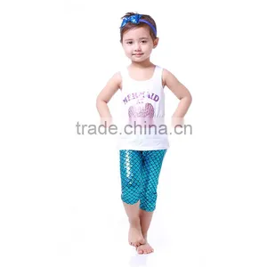 Children Clothes 2016 Summer Girls Boutique Clothing Sexygirl Mermaid Dress With Scale Shorts thumbnail-3